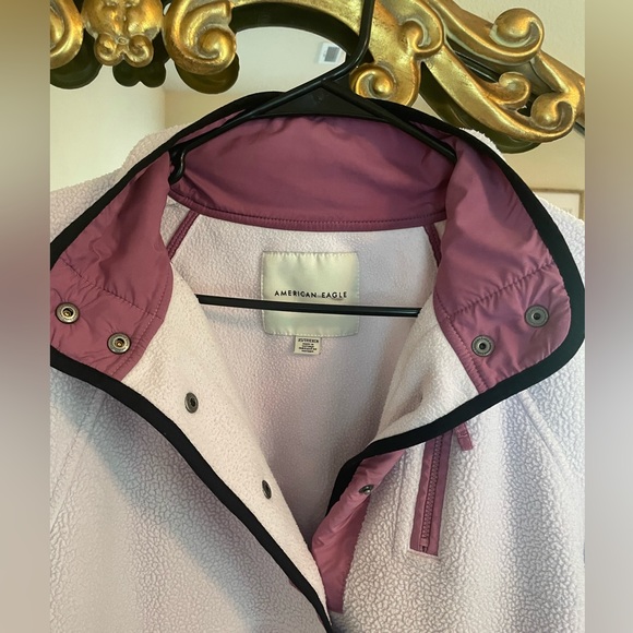 American Eagle | Fleece Sherpa Dolman Snap Button Oversized Jacket Retro Size XS - Picture 8 of 8